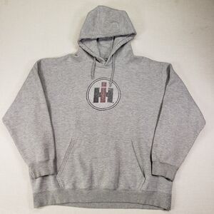International Harvester Hoodie Sweatshirt Mens XL Gray Case IH Tractor Graphic